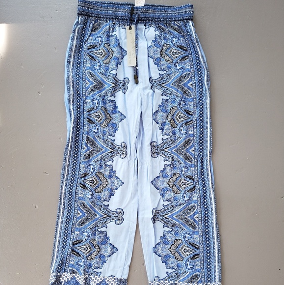 NWT Rose & Tyme Blue Boho Chic Pants - Picture 3 of 3
